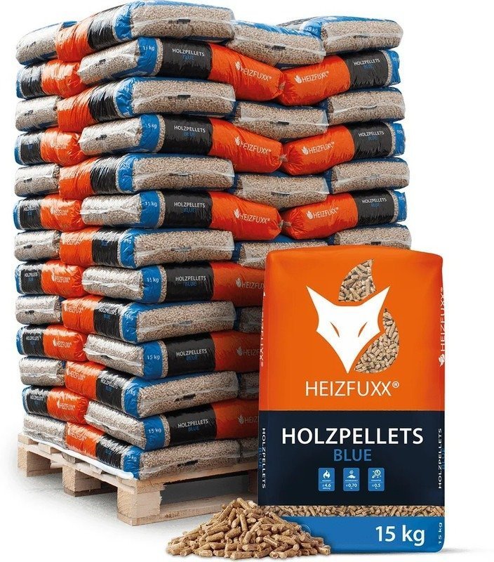 Heizfuxx Pellets de madera "Blue" – 975 kg (65 sacos de 15 kg)