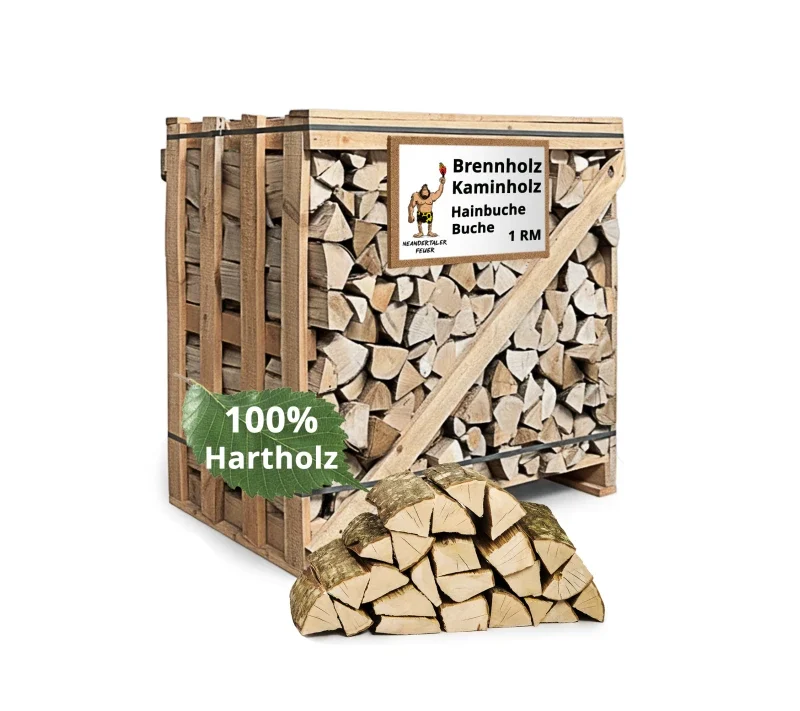 Leña de carpe – caja de 1 m³, troncos de 25 cm